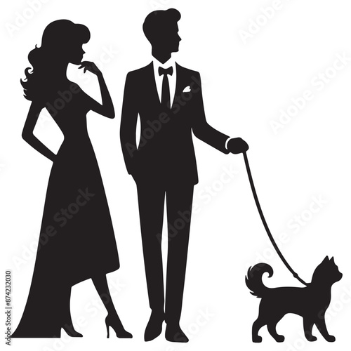 husband and wife silhouette vector illustration