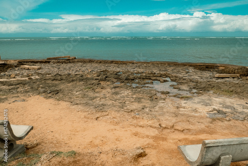 Corol rocks on the beach at Vasco Da Gama Pillar at Malindi Beach in Malindi Town in Kenya  photo