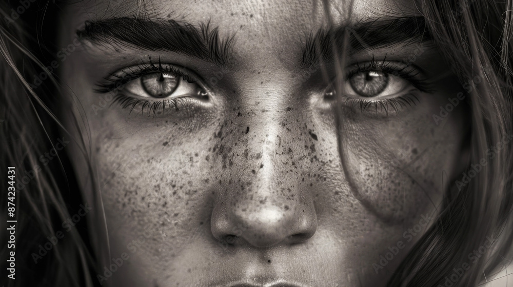 Powerful and Resolute Female Portrait Conveying Unwavering Inner Strength and Resilience Powerful and Resolute Female Portrait Conveying Unwavering Inner Strength and Resilience