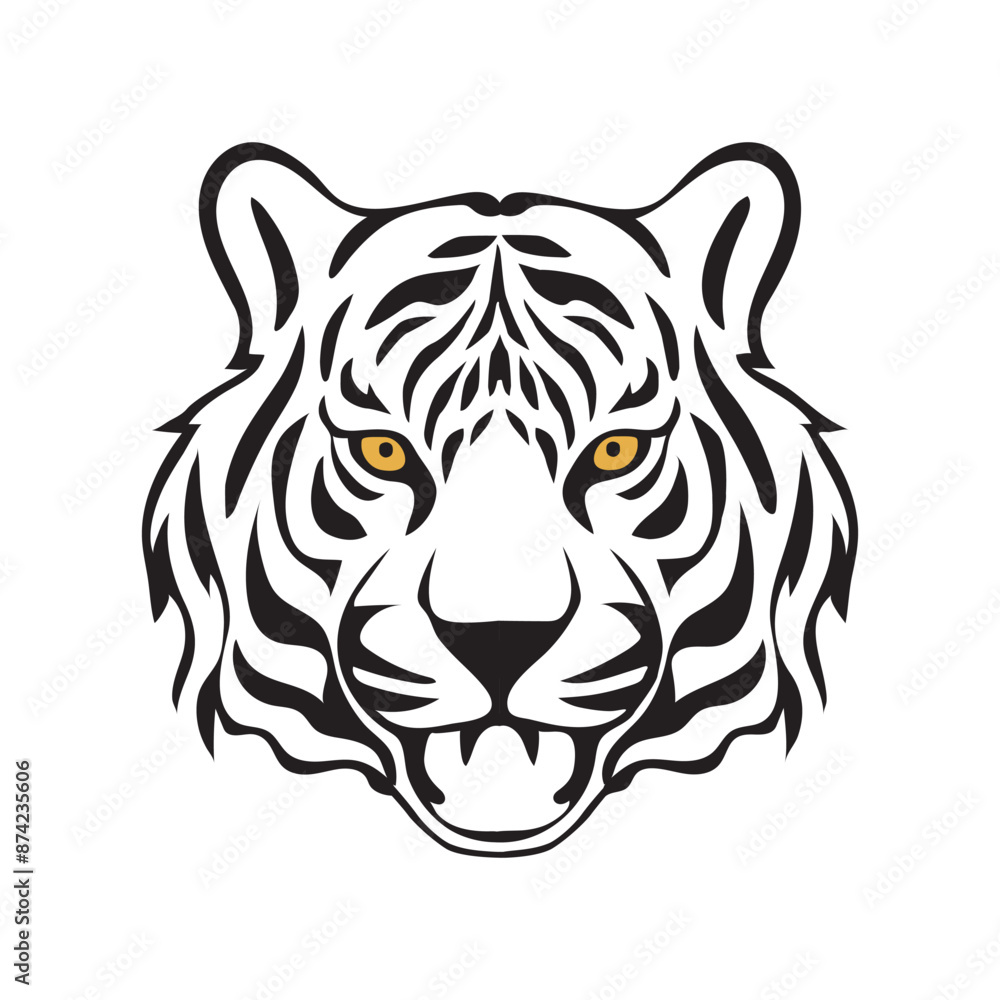 Line art black and white vector illustration hand drawn tiger art Line art black and white vector illustration hand drawn tiger art