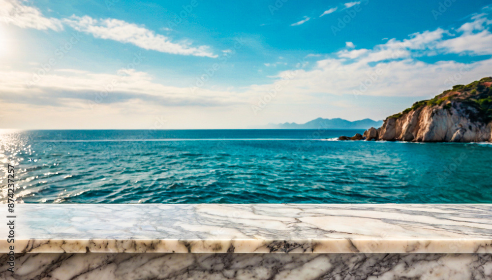 Fototapeta premium Marble,Table top,Empty,Display,Product,Pristine,marble texture,Pristine marble table top, empty and ready, perfect for showcasing your products with a touch of elegance and sophistication.