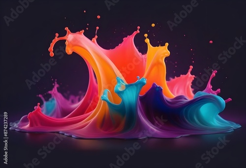 Colorful paint liquid abstract colorful splash 3d background