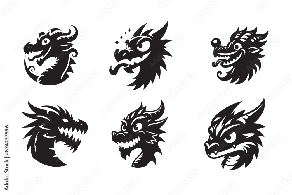 Funny Dragon Vector Art icons Bundle Funny Dragon Vector Art icons Bundle