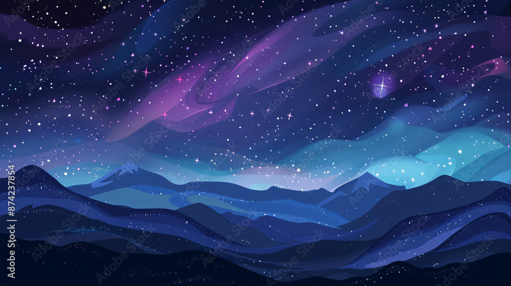 Fototapeta premium Landscape featuring the Milky Way galaxy against a night sky backdrop filled with stars.