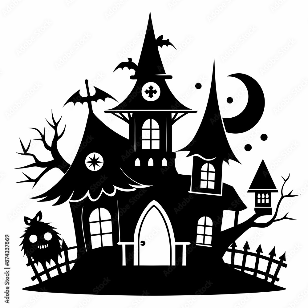 black fairy halloween witch house black vector silhouette black fairy halloween witch house black vector silhouette