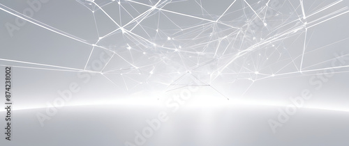 white technology network background texture, tech, digital, it, connection, internet, blue, cyber, wallpaper, wave line, abstract, dot, design, banner, vector illustration. ai © Al Amin