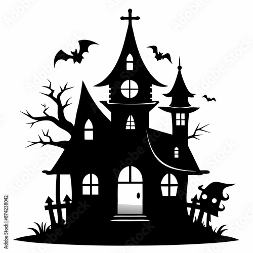 black fairy halloween witch house black vector silhouette