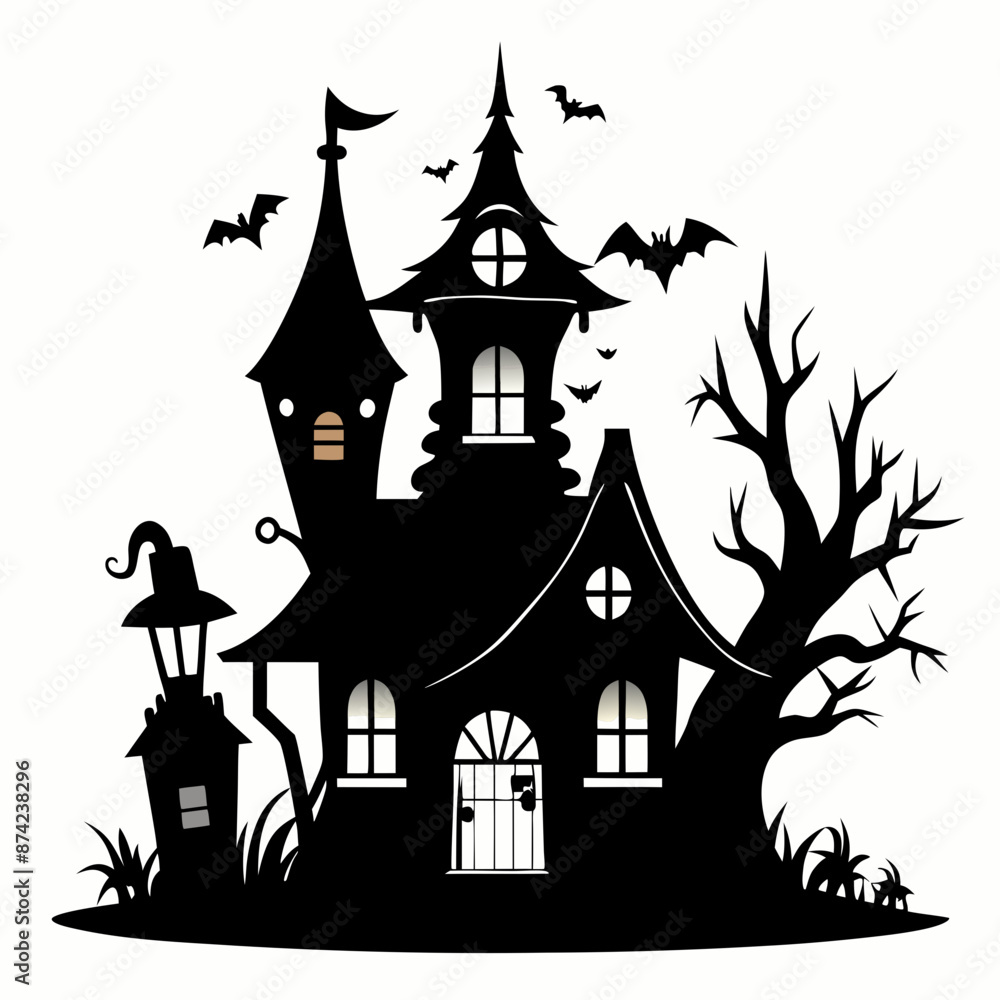 black fairy halloween witch house black vector silhouette black fairy halloween witch house black vector silhouette