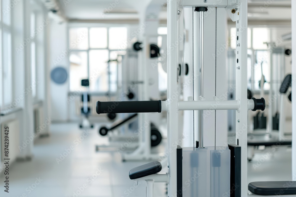 The gymnasium is filled with fitness equipment and space for various physical exercises and sports training with copy space The gymnasium is filled with fitness equipment and space for various physical exercises and sports training with copy space