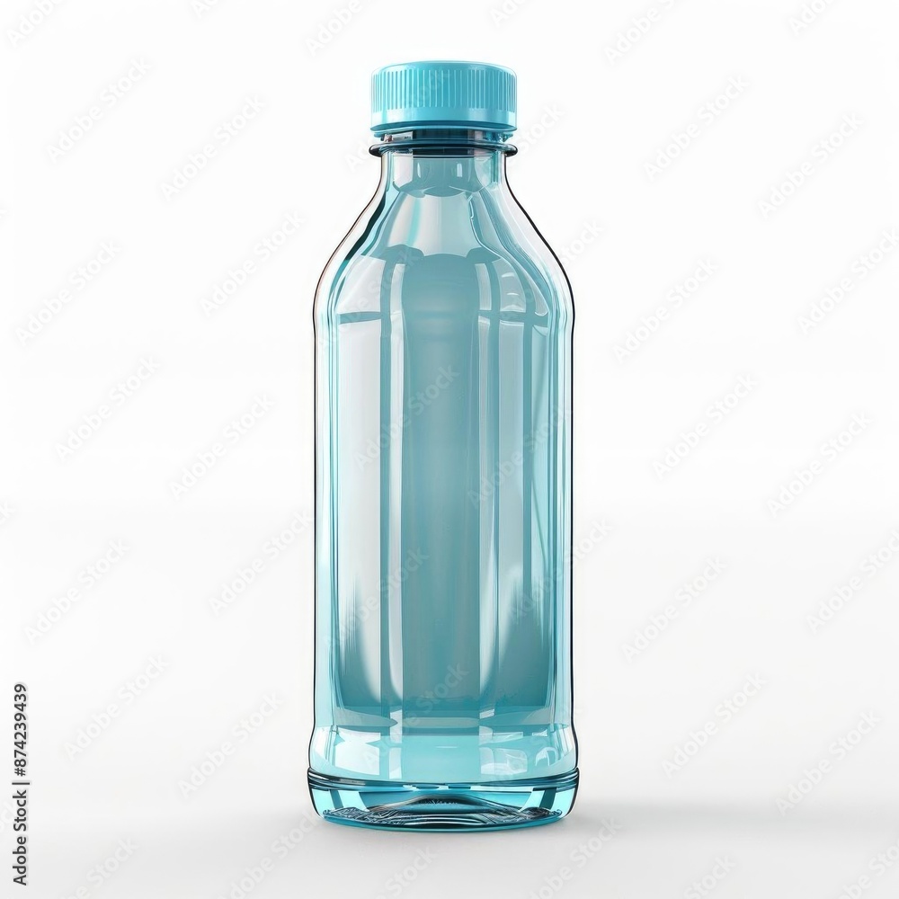 Photorealistic 3D rendering of a plastic bottle with a clear body and colored cap isolated on white background Photorealistic 3D rendering of a plastic bottle with a clear body and colored cap isolated on white background