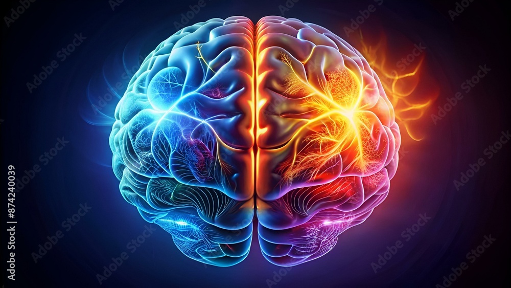 Left and right side of human brain concept illustration Left and right side of human brain concept illustration