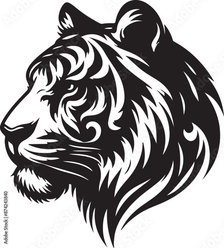 Wallpaper Mural tiger head silhouette vector art illustration Torontodigital.ca