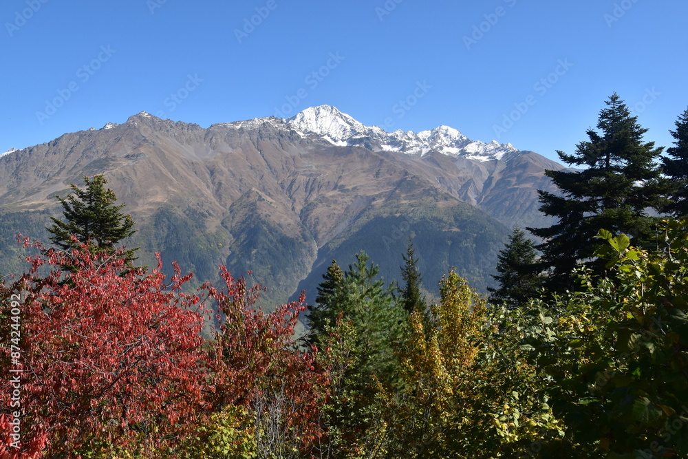 Stunning fall and autumn colors in the Caucasus Mountains around Mestia and Svaneti in Georgia Stunning fall and autumn colors in the Caucasus Mountains around Mestia and Svaneti in Georgia