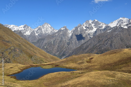 Stunning fall and autumn colors in the Caucasus Mountains around Mestia and Svaneti in Georgia