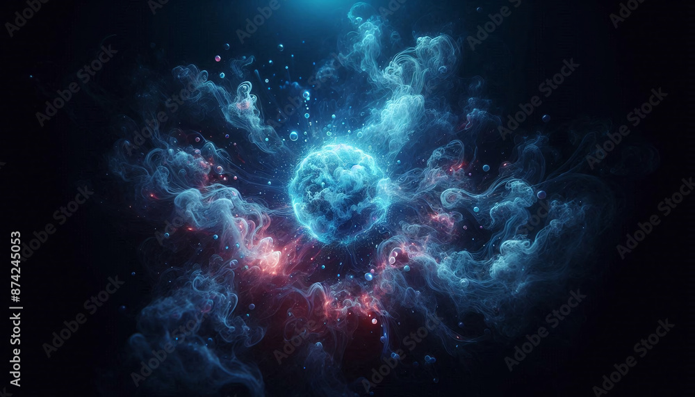 Blue glowing smoke on dark background Blue glowing smoke on dark background