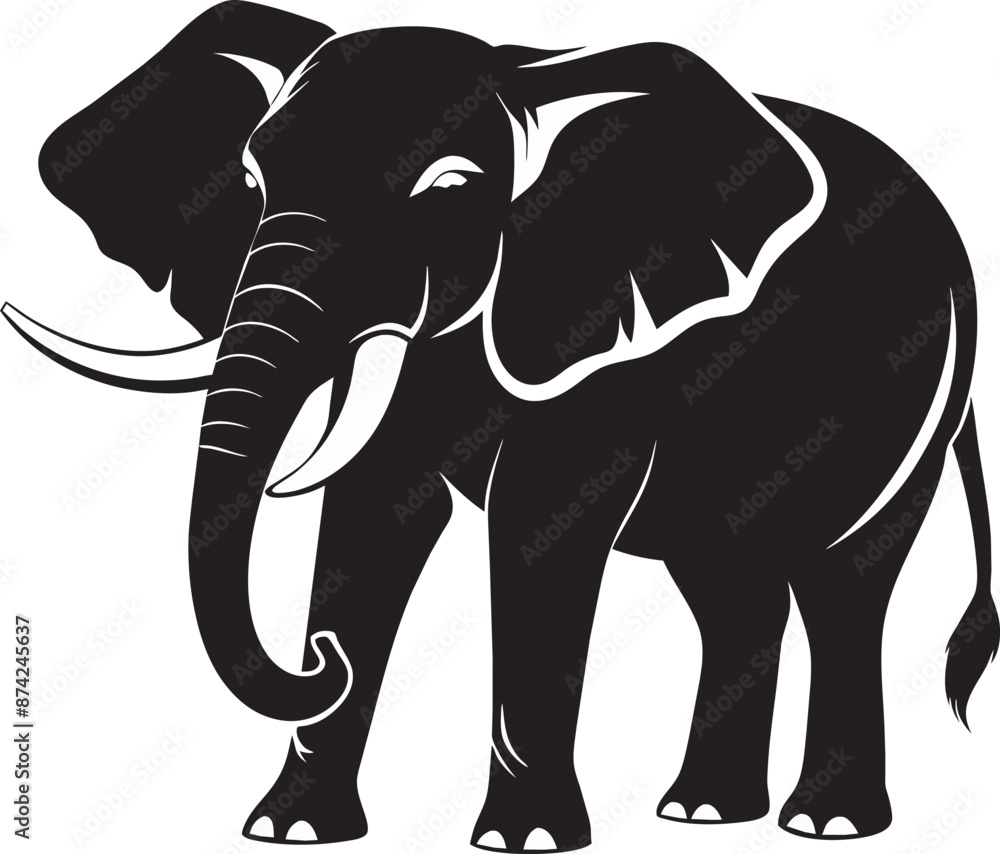 Fototapeta premium elephant approaching isolated illustration