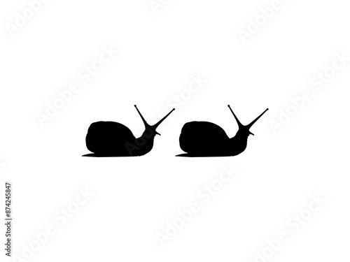 Silhouette of the Snails are also called Escargot, Flat Style, Pair Animal Series, can use for Logo, Art Illustration, Apps, Website or Graphic Design Element. Vector Illustration