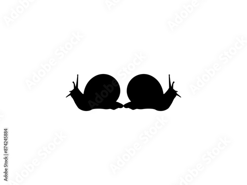 Silhouette of the Snails are also called Escargot, Flat Style, Pair Animal Series, can use for Logo, Art Illustration, Apps, Website or Graphic Design Element. Vector Illustration