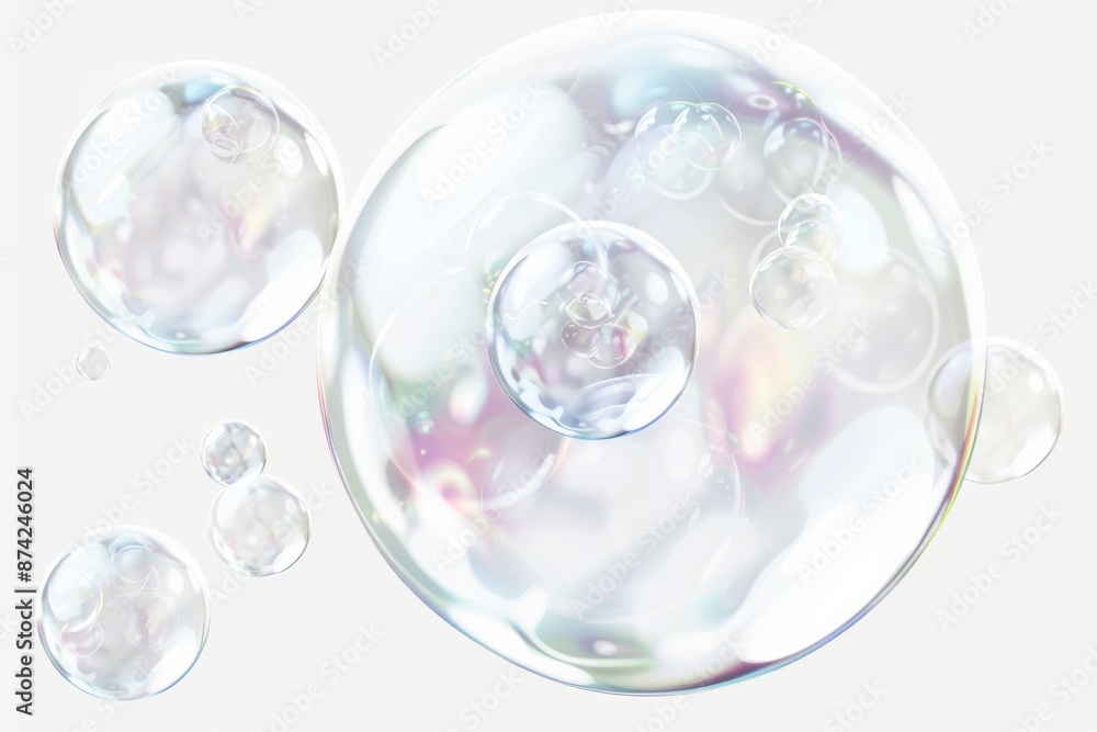 3d Realistic transparent soap bubbles, vector illustration with well-defined outlines and white background 3d Realistic transparent soap bubbles, vector illustration with well-defined outlines and white background
