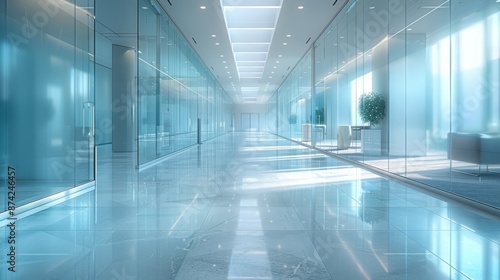 Wallpaper Mural A widescreen, three-dimensional image of a modern office background with even fewer furniture and shelves, and more pronounced background blur Torontodigital.ca