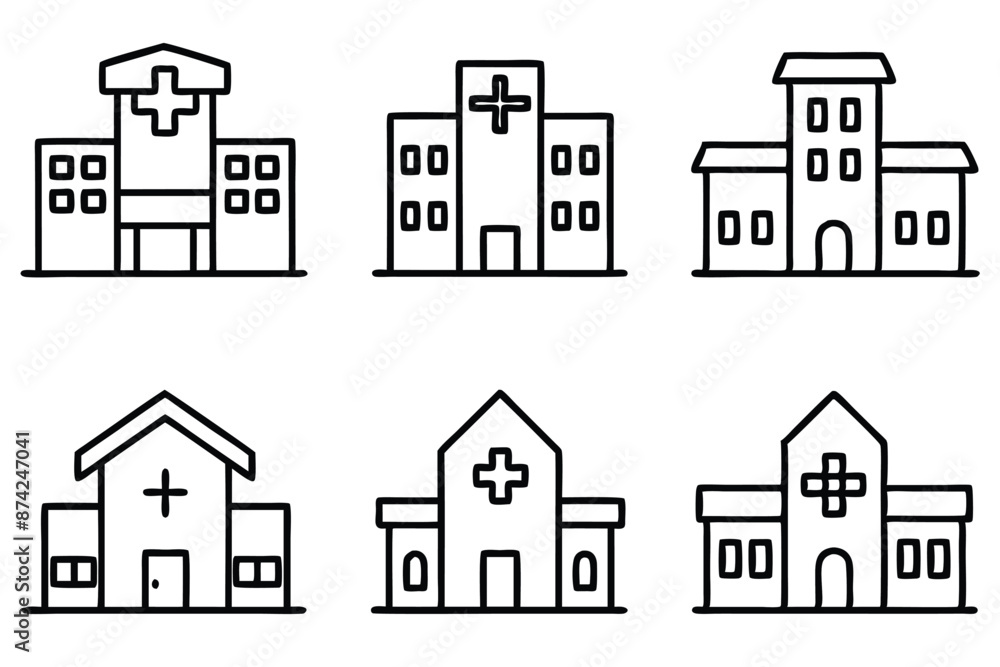 Hospital line art illustration Expressive Medical Facility Line Art Hospital line art illustration Expressive Medical Facility Line Art