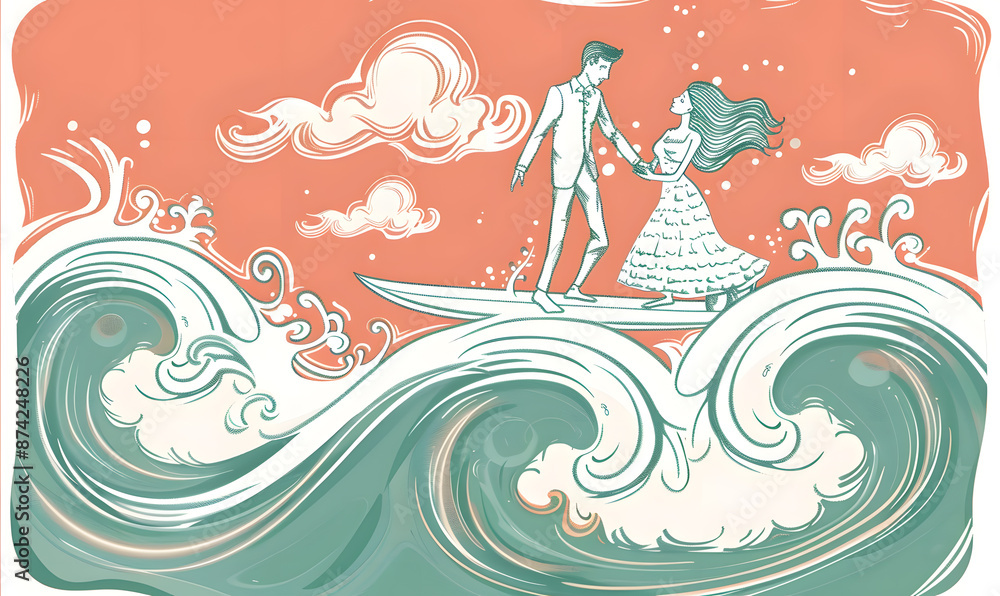 Obraz premium wedding card cartoon illustrator