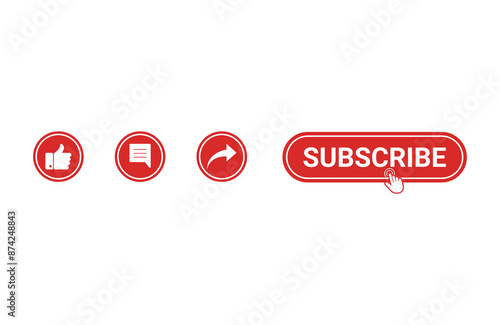 Like, comment, share and subscribe design icon button template