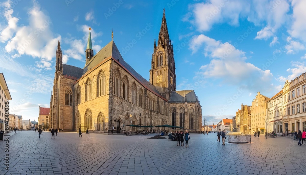 Fototapeta premium AI generator image of Munster, Germany, beautiful water reflection in the rainy season