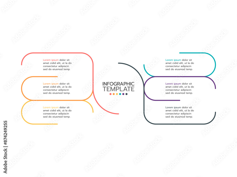 Obraz premium Vector infographic thin line design with elements. Business concept with 6 options, steps or processes.