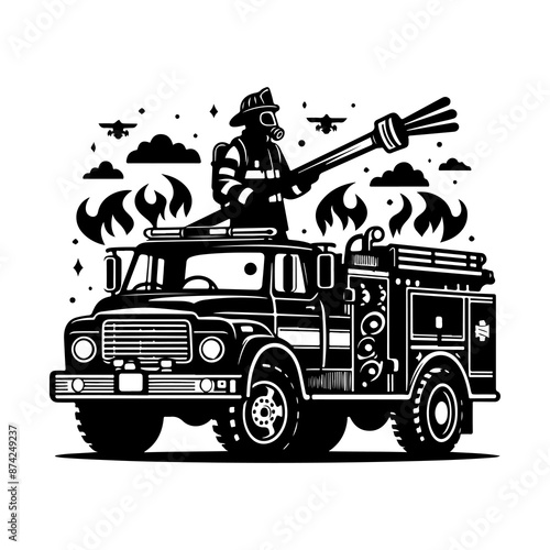 Firefighter car vector icon. Firefighter illustration transport silhouette transportation logo truck icon illustration