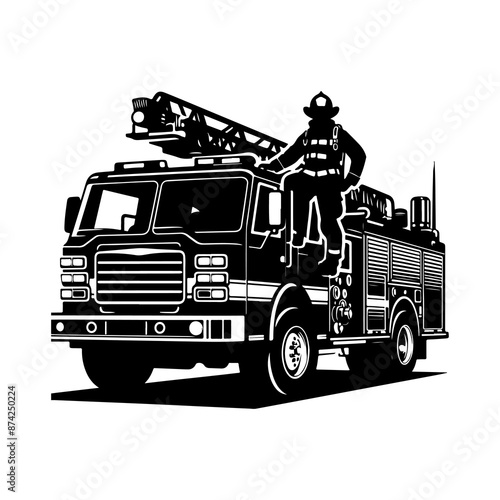 Firefighter car vector icon. Firefighter illustration transport silhouette transportation logo truck icon illustration