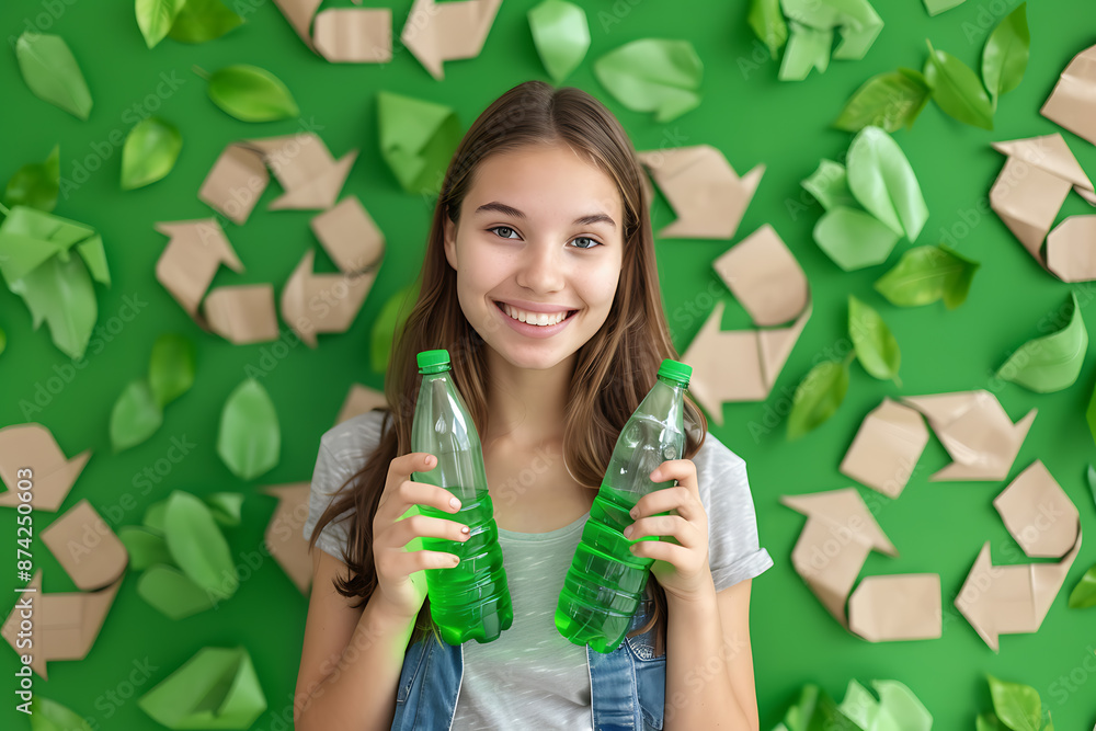 Girl icons with recycling and eco symbols, representing environmental awareness and sustainability, ideal for promoting green initiatives and eco-friendly practices. Girl icons with recycling and eco symbols, representing environmental awareness and sustainability, ideal for promoting green initiatives and eco-friendly practices.