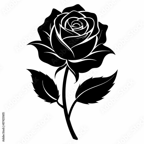rose flower black vector silhouette