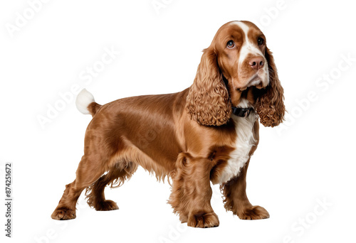  Adorable American Cocker Spaniel Portrait on White Background