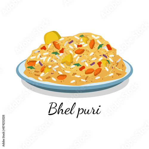 Bhel puri indian snacks delicious tasty art illustration design vector