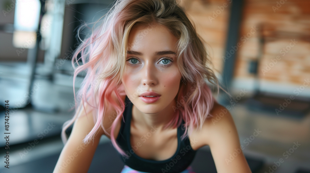 Blond Woman Do Sport in Gym (Fitness) Blond Woman Do Sport in Gym (Fitness)