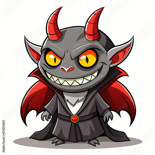 A small demon with glowing red eyes