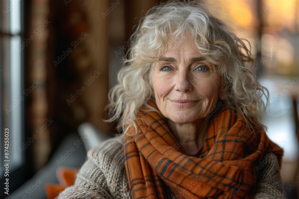 Portrait of a senior woman with gray hair and a smile Portrait of a senior woman with gray hair and a smile