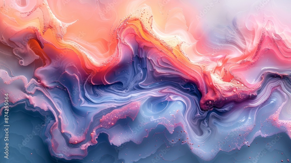 Abstract fluid art painting with vibrant swirl patterns in pink, blue, and lavender hues, creating a mesmerizing and dreamy effect. Abstract fluid art painting with vibrant swirl patterns in pink, blue, and lavender hues, creating a mesmerizing and dreamy effect.