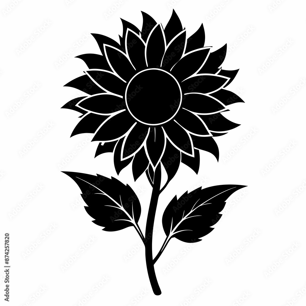 Fototapeta premium sun flower black vector silhouette