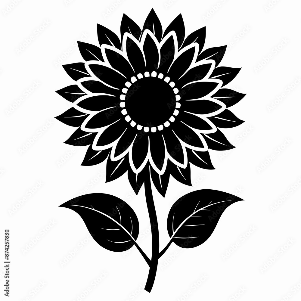 Fototapeta premium sun flower black vector silhouette