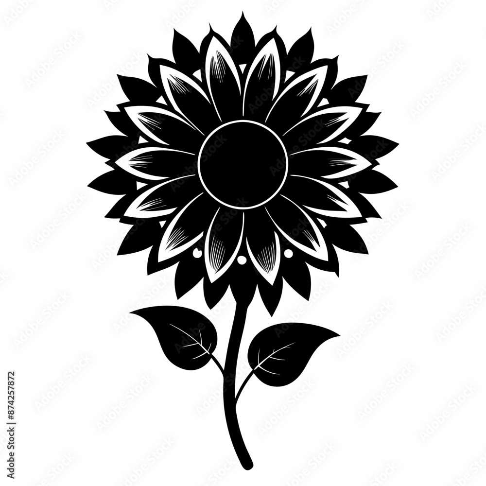 sun flower black vector silhouette