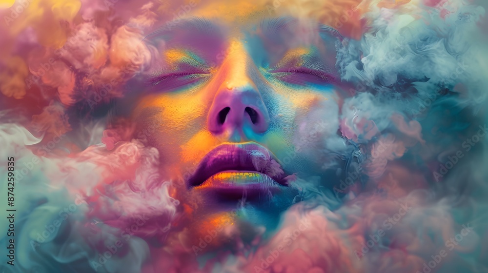 Serene Abstract Portrait of a Person in Dreamlike Fantasy Serene Abstract Portrait of a Person in Dreamlike Fantasy