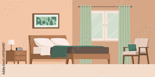 Elegant contemporary bedroom interior with furniture