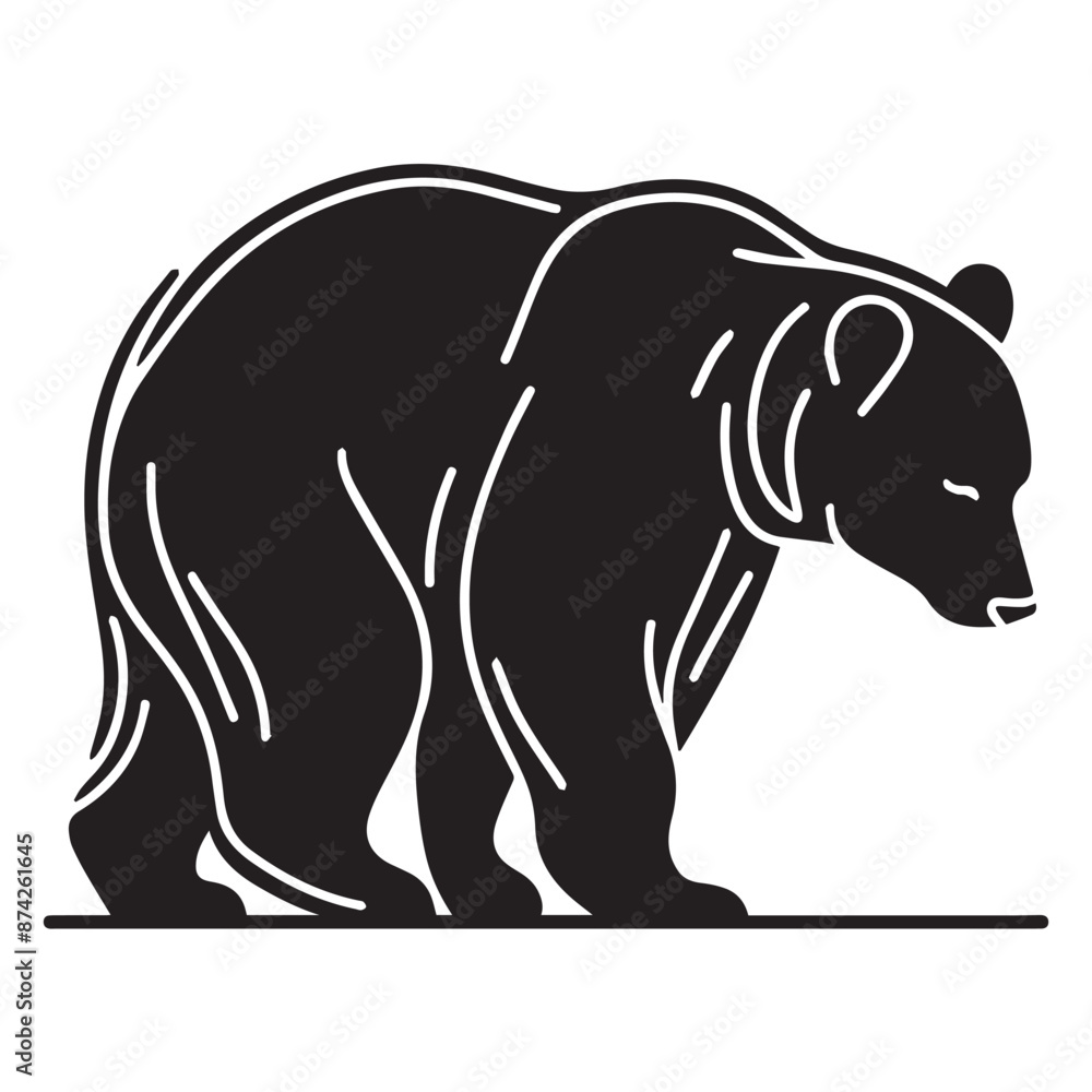 Fototapeta premium a single line sillhoutte brown bear