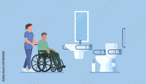 Caregiver and senior man in the bathroom