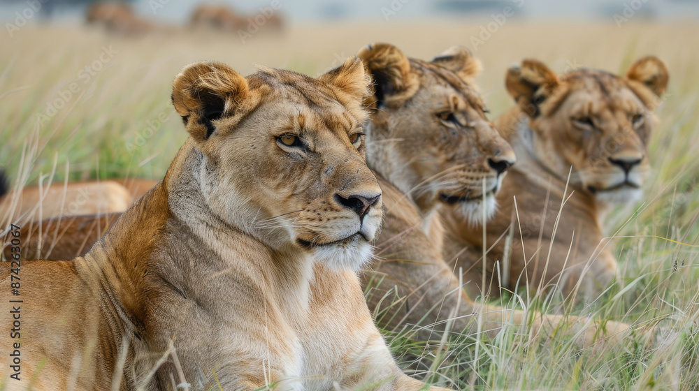 Close-Up Portraits of Lions in Their Natural Savanna Habitat Close-Up Portraits of Lions in Their Natural Savanna Habitat
