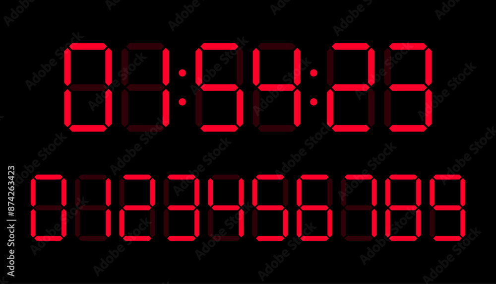 Digital numbers set and timer Digital numbers set and timer