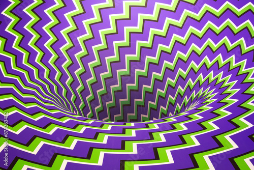 Naklejka Optical illusion horizontal background. Abstract curves, geometric effect.