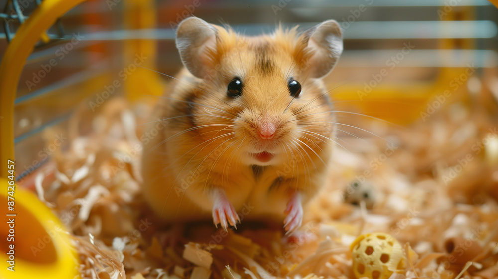 Dynamic hamster enjoying its comfortable nest, with energetic activity and a detailed living setup.
Dynamic hamster enjoying its comfortable nest, with energetic activity and a detailed living setup.